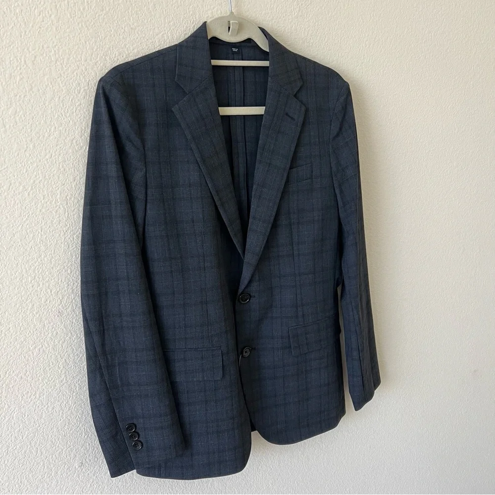 J.Crew Thompson Performance Stretch Plaid Suit Jacket Blazer 34S NWT Navy